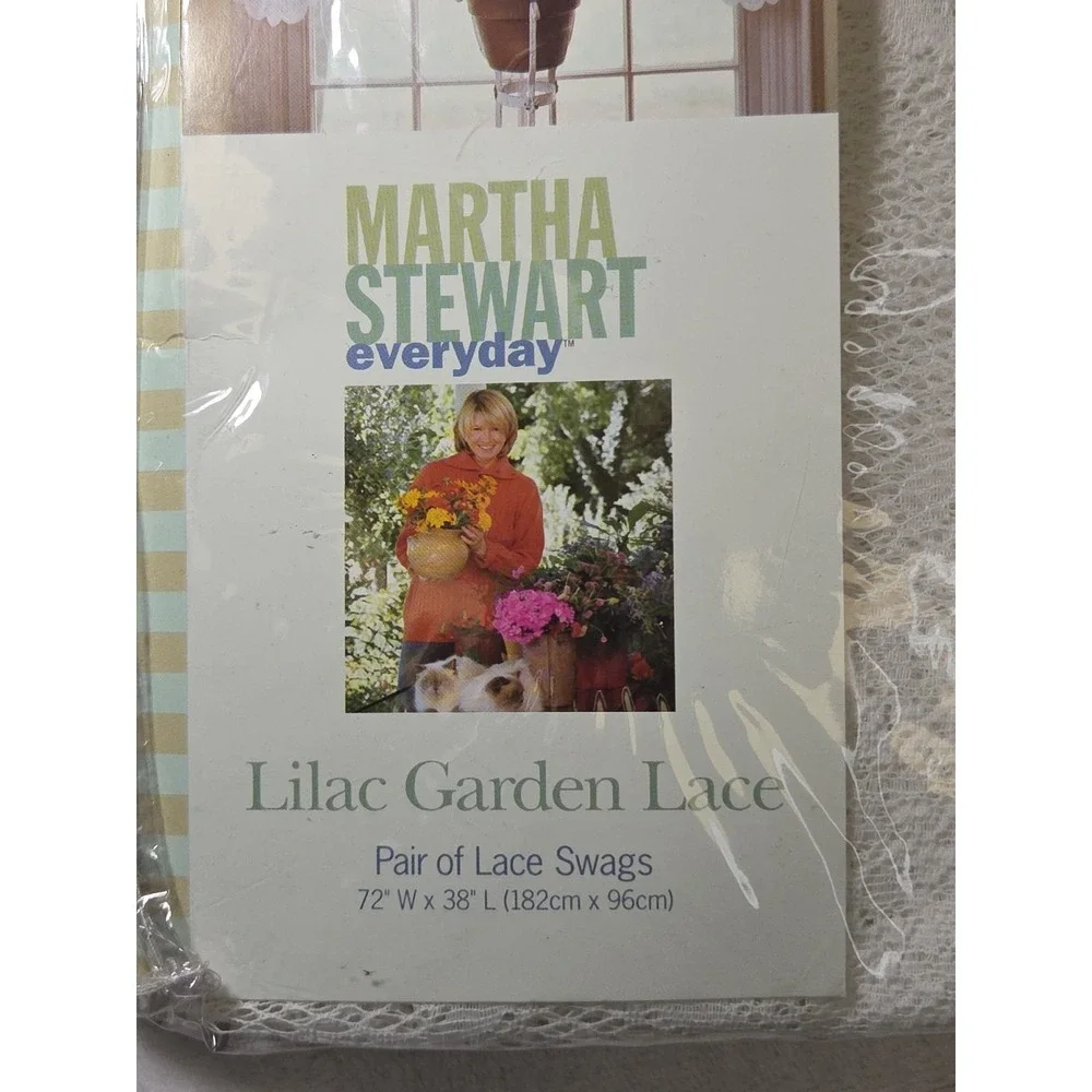 Vtg NEW 1998 Martha Stewart Lilac Garden Lace Swags 72